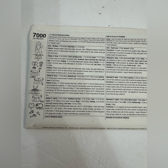 VTG Simplicity Crafts Dream Babies Country Teddy Bear Angels UNCUT Pattern - Picture 2 of 3